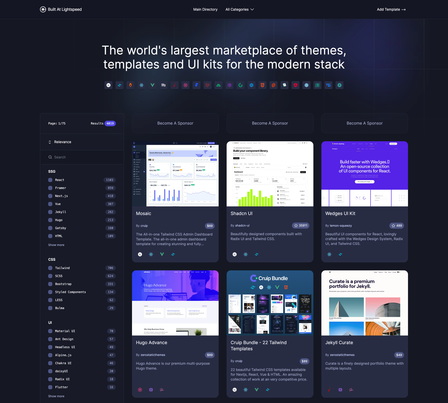 theme marketplace for the modern stack